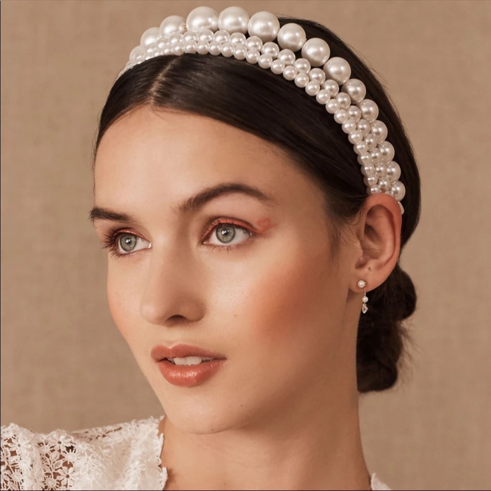 3 Piece Elegant White Pearl Headband